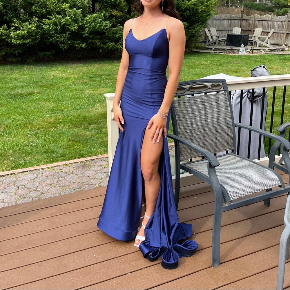 Atria clothing navy prom dress.
